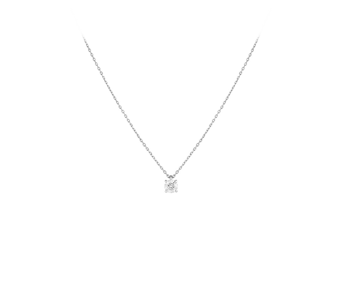 Collier quatre griffes - Or blanc 18K (2,00 g), diamant 0,5 ct - Vue 1