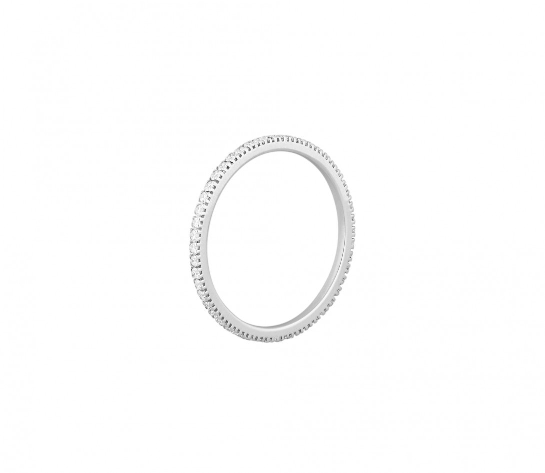 Alliance full-pavée (1 mm) - Or blanc 18K (1,00 g), diamants 0,30 ct - Profil
