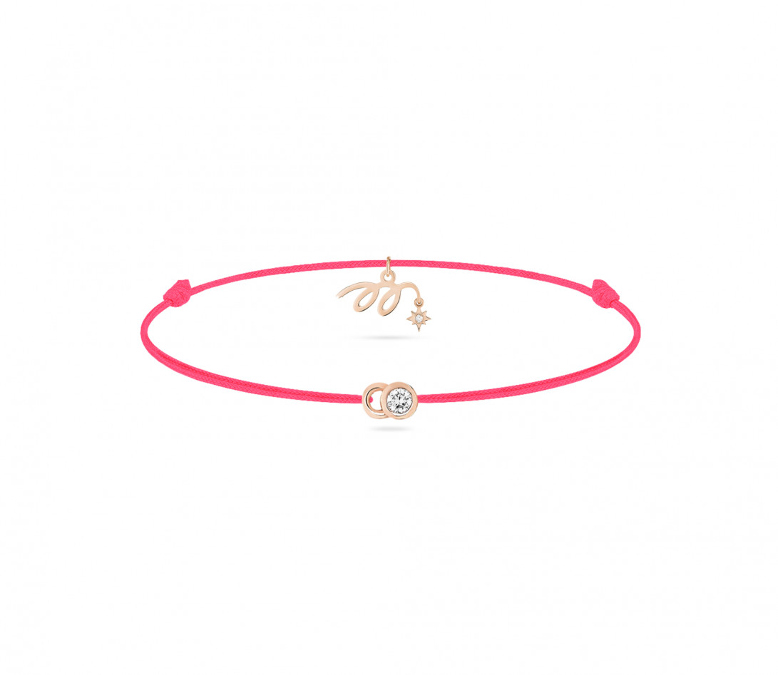 Bracelet cordon LET’S COMMIT MARZIA X COURBET « M » rose fluo en or rose - packshot -Courbet