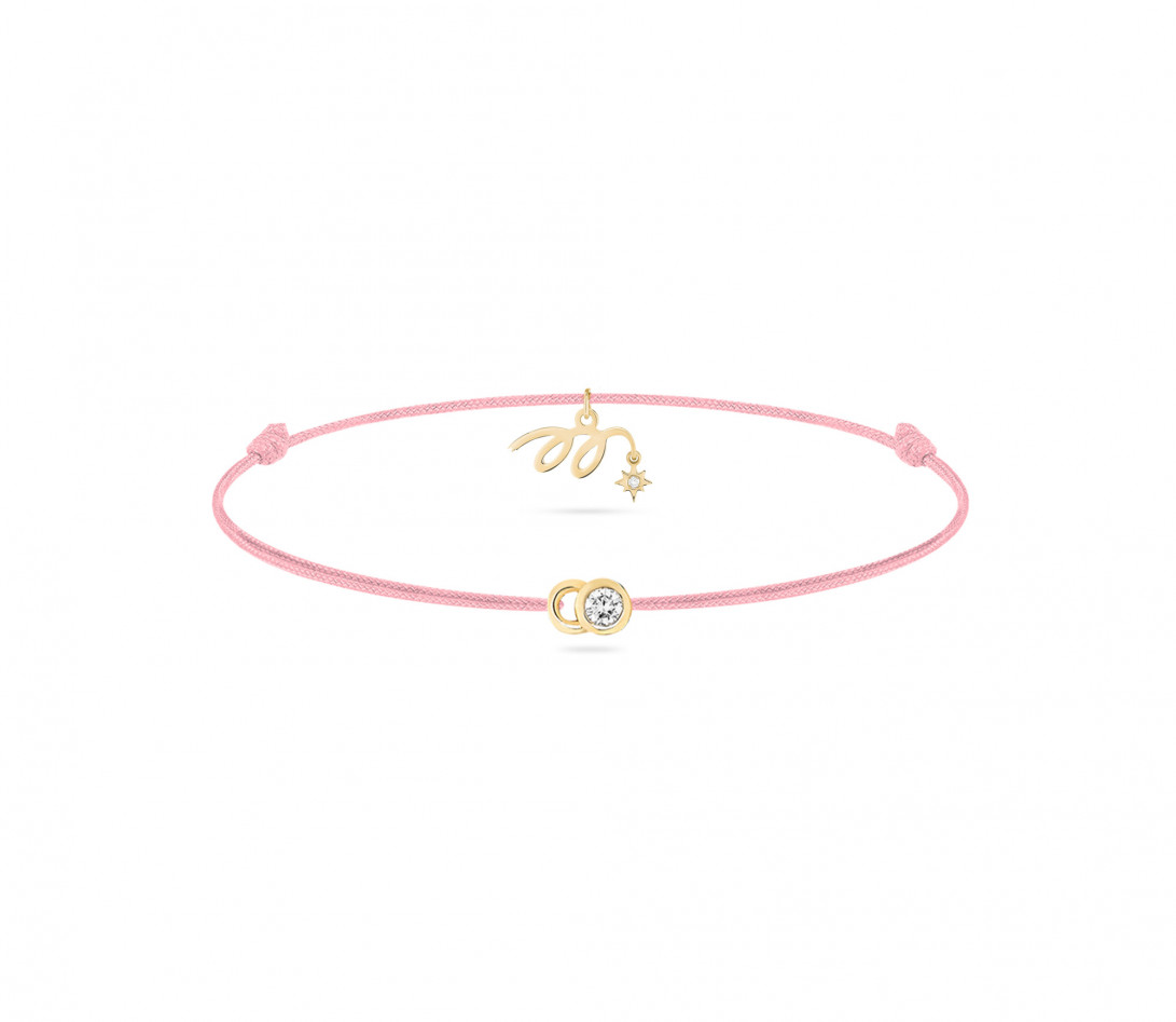 Bracelet cordon LET’S COMMIT MARZIA X COURBET « M » rose ballerine en or jaune - packshot - Courbet
