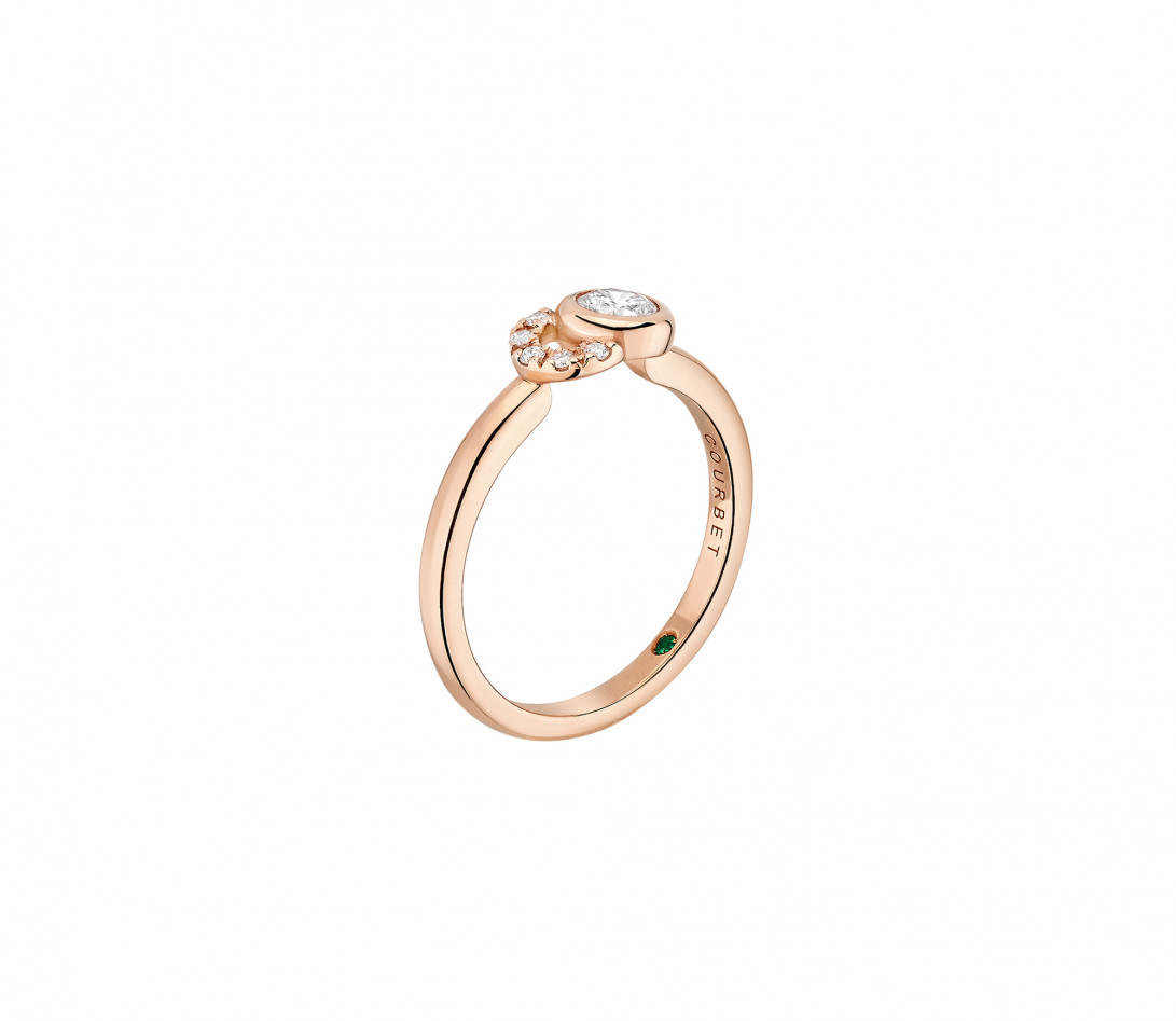 Bague CO - Or rose 18K, diamants synthétiques - Vue 2