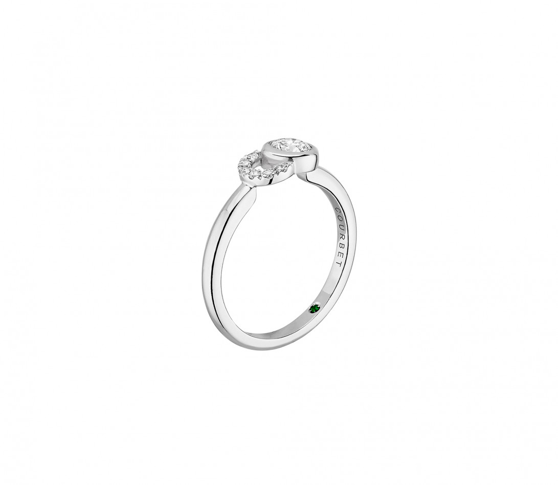 Bague CO - Or blanc 18K, diamants synthétiques - Vue 2