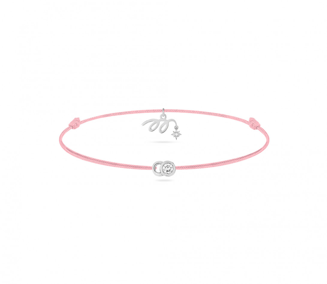 Bracelet cordon LET’S COMMIT MARZIA X COURBET « M » rose ballerine en or blanc - packshot -Courbet