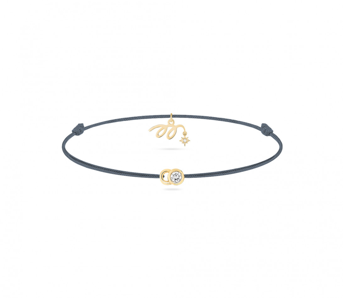 Bracelet cordon LET’S COMMIT MARZIA X COURBET « M » bleu orage en or jaune - packshot - Courbet