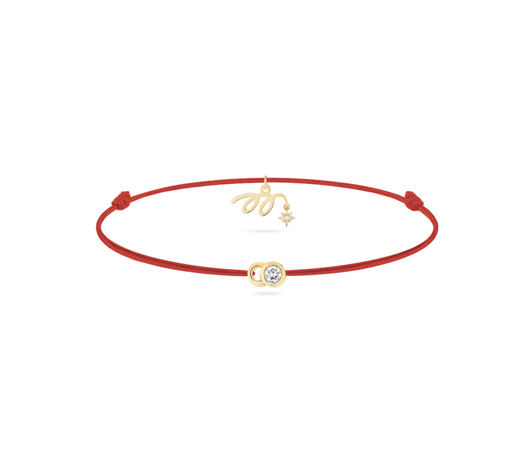 Bracelet cordon LET’S COMMIT MARZIA X COURBET « M » rouge carmin en or jaune - packshot - Courbet