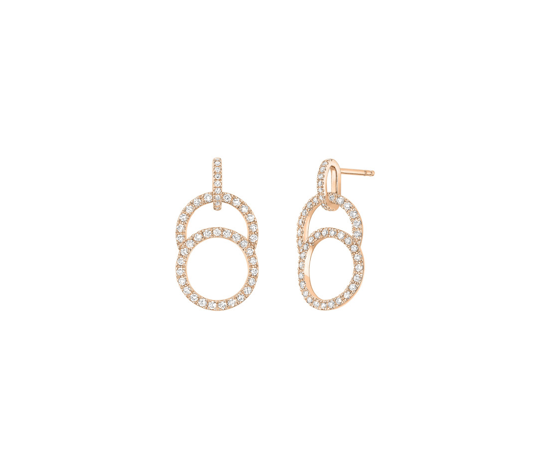 Boucles d'oreilles Céleste - Or rose 18K (4,20 g), diamants 0,75 cts - Vue 1