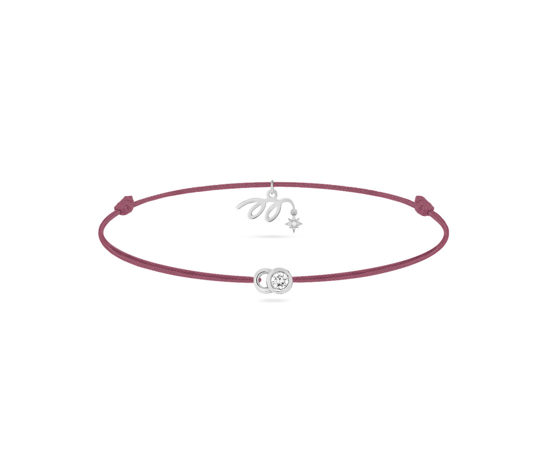 Bracelet cordon LET’S COMMIT MARZIA X COURBET « M » rose bois de rose en or blanc - packshot -Courbet