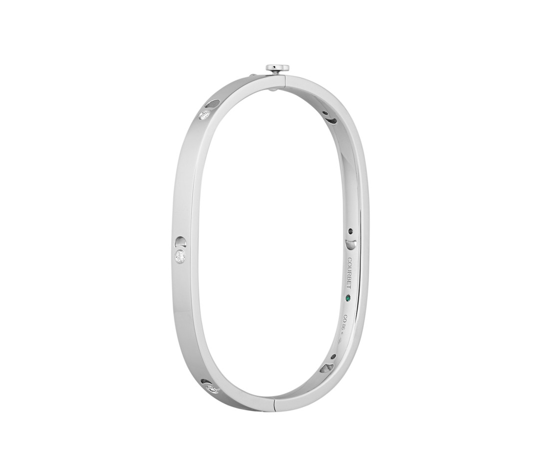 Jonc Eclipse petit modèle - Or blanc 18K (25,00 g), diamants 0,18 cts - Côté
