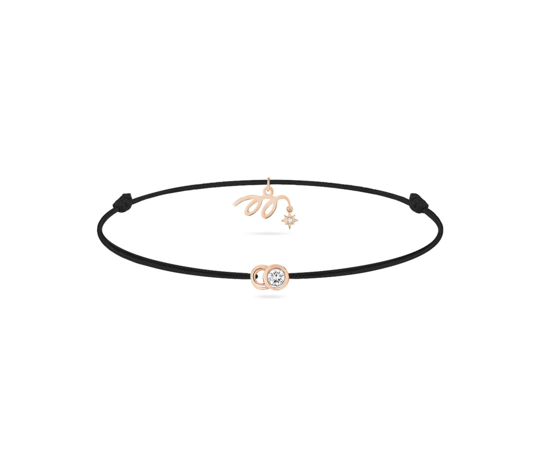 Bracelet cordon LET’S COMMIT MARZIA X COURBET « M » noir carbone en or rose - packshot -Courbet
