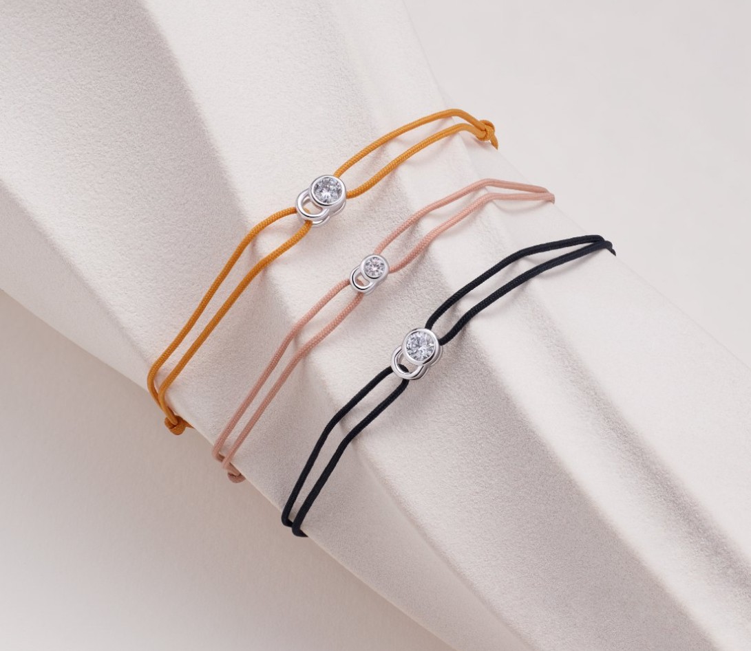 Bracelet cordon LET'S COMMIT rose ballerine en or blanc - NM 1