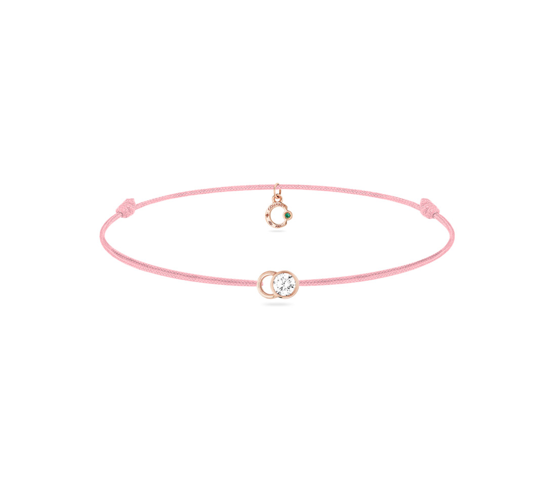 Bracelet cordon LET'S COMMIT rose ballerine en or rose - Face