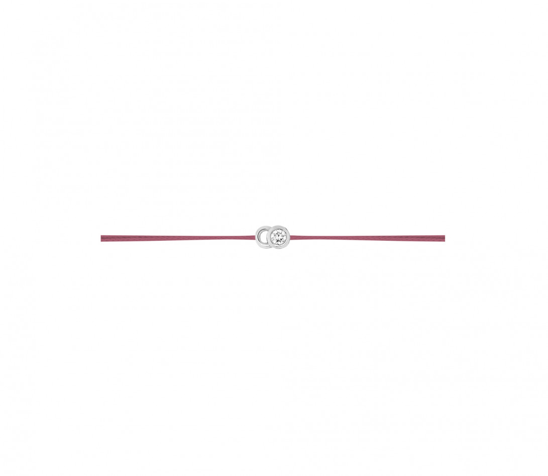 Bracelet cordon LET'S COMMIT bois de rose en or blanc - Profil