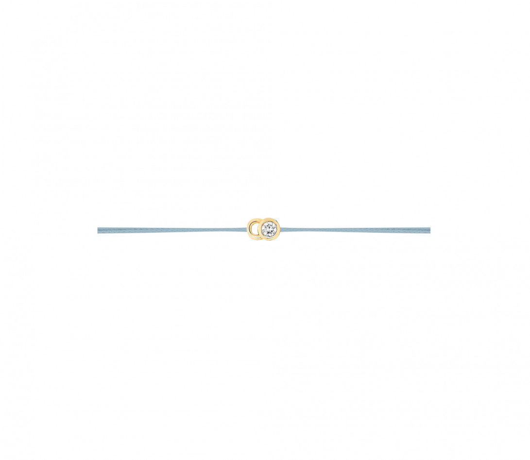 Bracelet cordon LET'S COMMIT bleu nuage en or jaune - Profil
