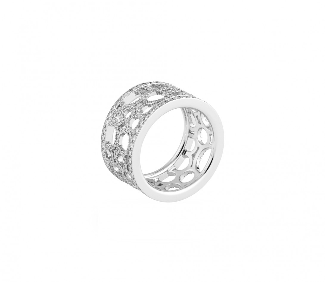 Bague Constellation - Or blanc 18K (7,35 g) - diamants 1,70 carats - Côté